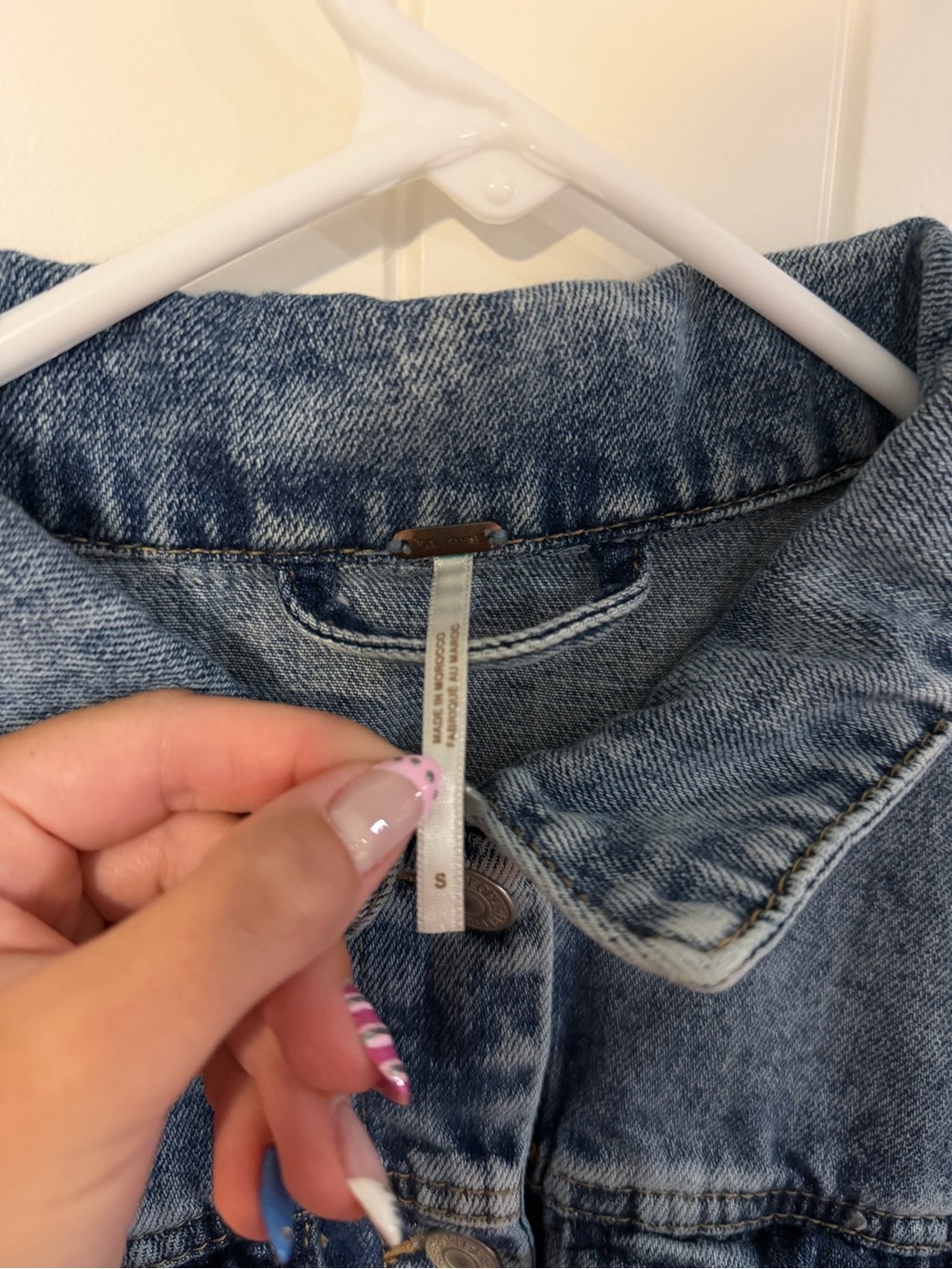Asymmetrical Blue Denim Jacket - Women - Picture 2 of 3